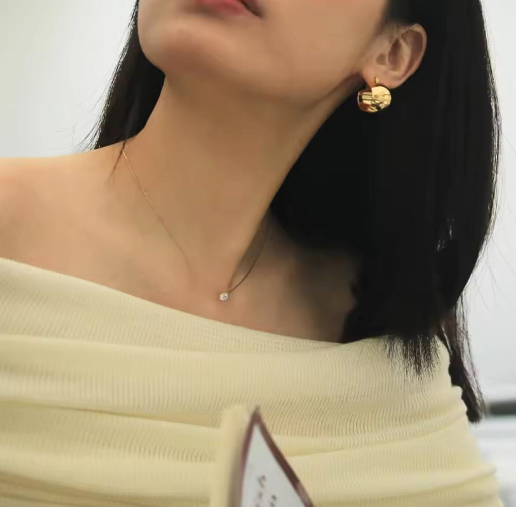 Arvinie Minimalist Zircon Pendant Necklace — Stainless Steel Necklace with 18K Gold-Plated or Silver-Tone Finish