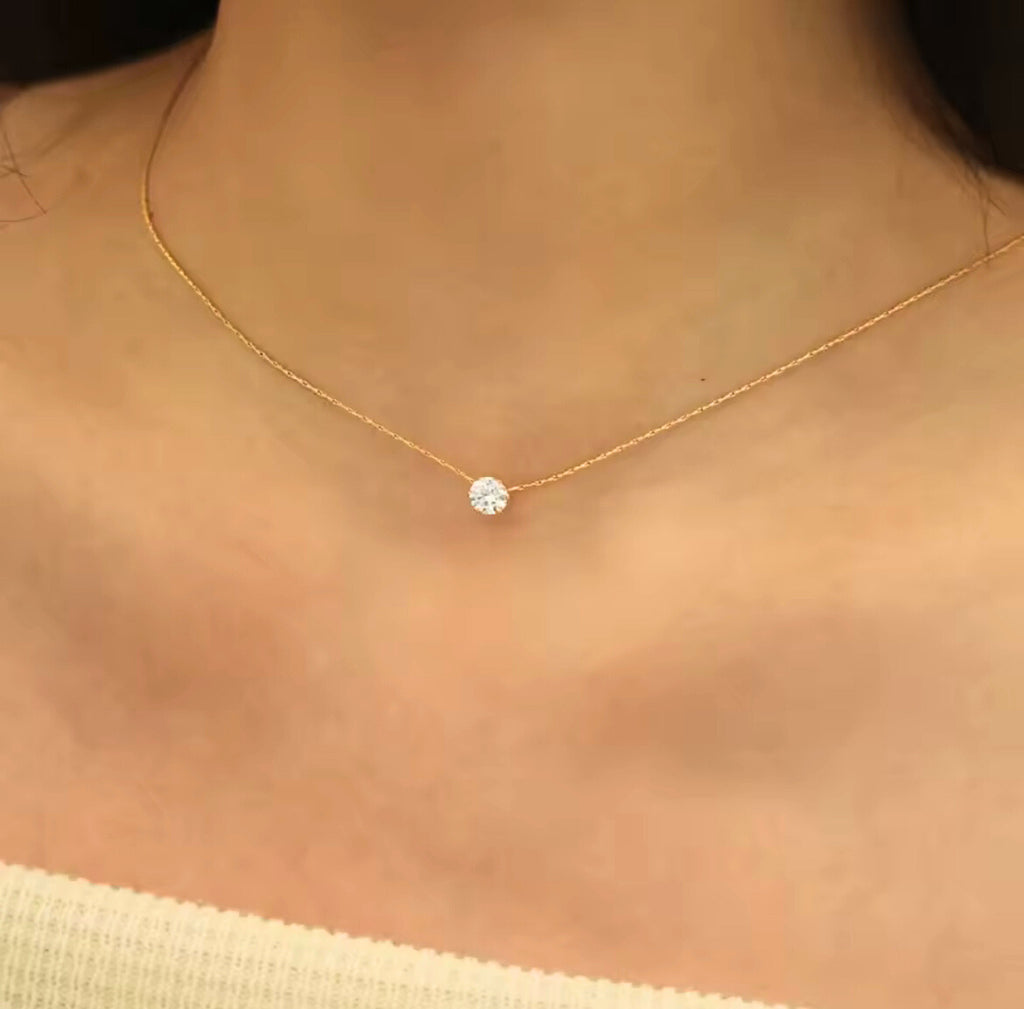 Arvinie Minimalist Zircon Pendant Necklace — Stainless Steel Necklace with 18K Gold-Plated or Silver-Tone Finish