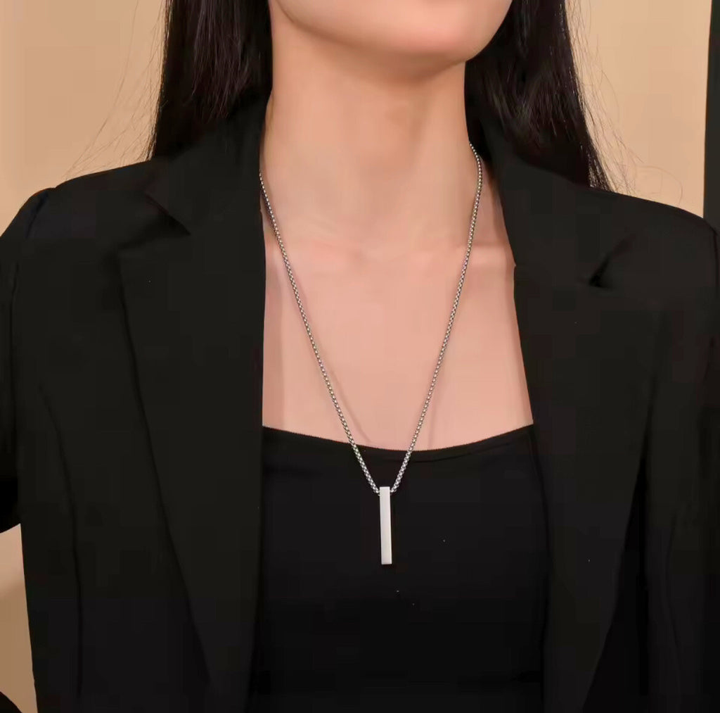Arvinie Minimalist Bar Pendant Necklace — Stainless Steel Bar Necklace in Gold, Silver, or Black