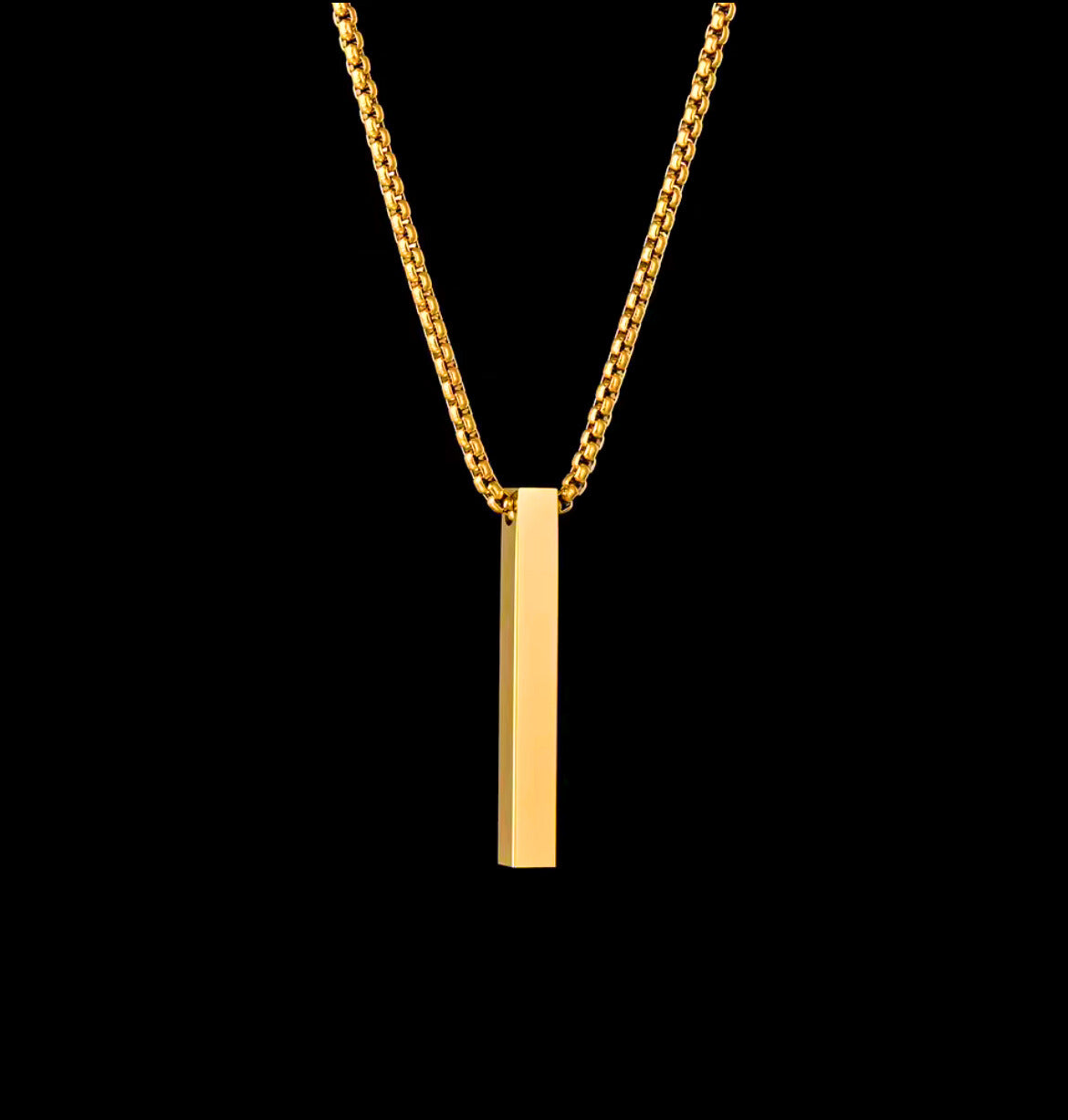 Arvinie Minimalist Bar Pendant Necklace — Stainless Steel Bar Necklace in Gold, Silver, or Black