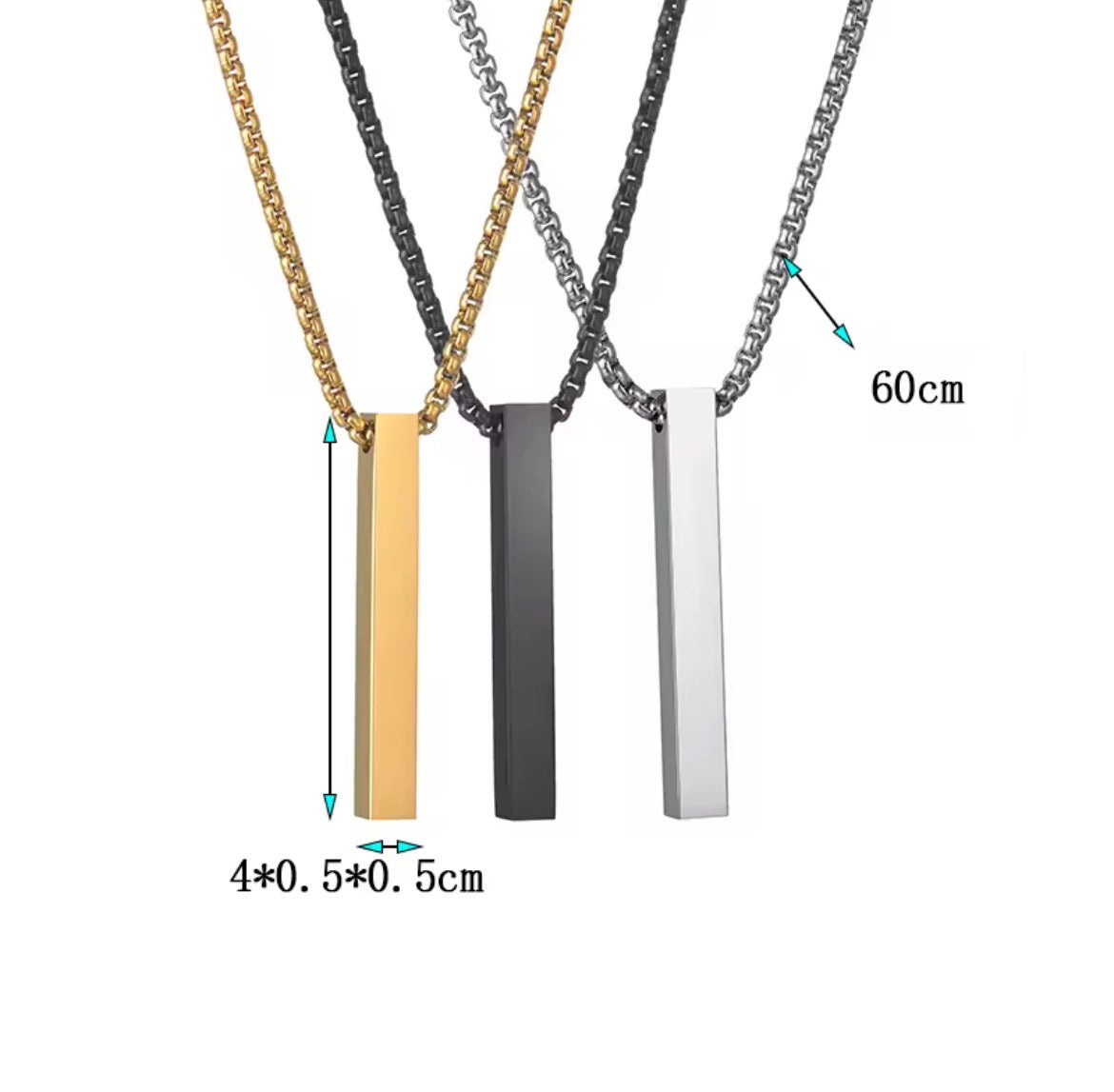 Arvinie Minimalist Bar Pendant Necklace — Stainless Steel Bar Necklace in Gold, Silver, or Black